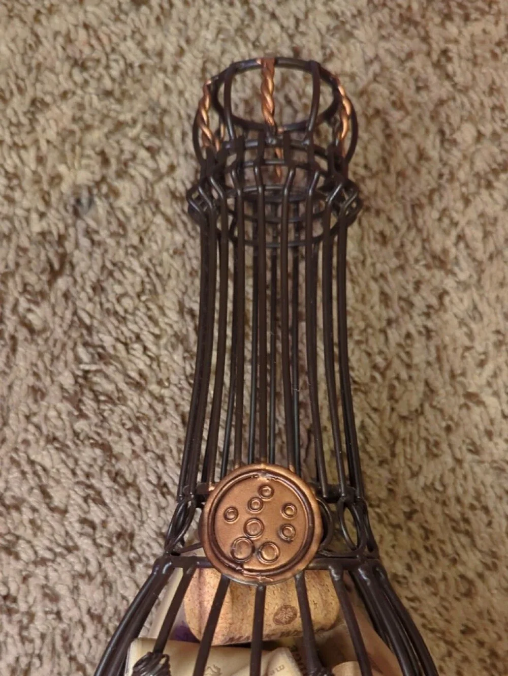 Decorative Champagne Cork Bottle Wire Cage - Bronze & Black